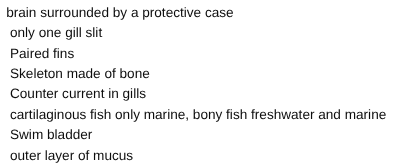 <p><span>Which of these 3 features distinguish bony fish from cartilaginous fish</span></p>