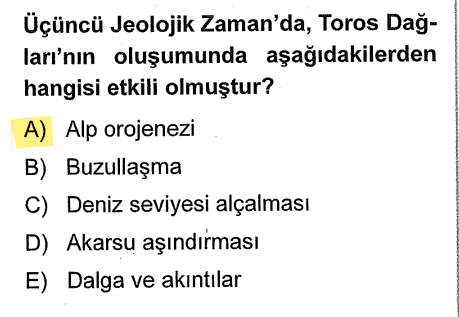 <p>Türkiye'deki ana dağ kuşakları (Kuzey Anadolu Dağları ve Toroslar), III. Jeolojik Zaman'da (Tersiyer) gerçekleşen <strong>Alp-Himalaya Kıvrım Sistemi</strong>'nin bir parçasıdır.</p>