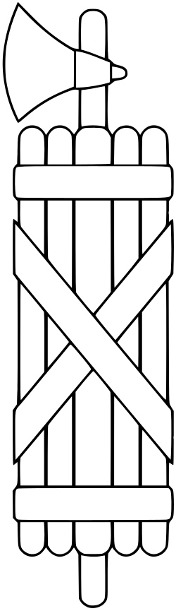 <p>bundle of wooden rods with an axe that symbolized the power of the magistrate/emperor (carried by lictors)</p>