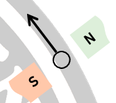 <p>For the current-carrying conductor lying in the magnetic field shown in the figure below, the direction of the current in the conductor is:</p><p>A. towards the viewer <br>B. away from the viewer <br>C. upwards <br>D. downwards</p>
