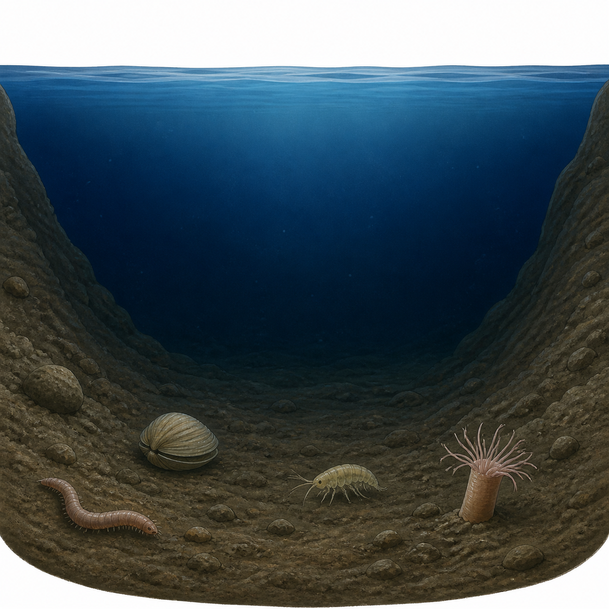 <p>The deep area of a lake that has very little light and little oxygen.</p>
