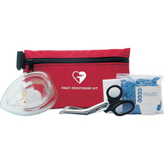 <p>Contains the most common items needed when responding to a medical situation. Includes but is not limited to: non-latex gloves and a CPR mask.</p>