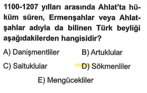<p>Malazgirt sonrası kurulan I. dönem beyliklerindendir. Kurucusu Sökmen Bey olduğu için bu ismi almıştır ve merkezi Van/Ahlat'tır.</p><p><strong>"Sökmen-Ahlat"</strong>. Ahlat'ın toprağını <strong>Sökmen</strong> Bey söktü.</p>