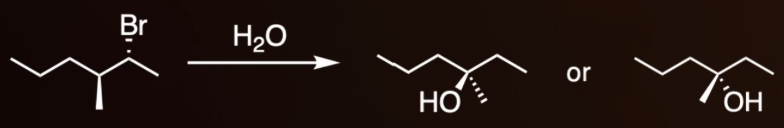 <ul><li><p><span style="background-color: transparent;">Nucleophile will attack either the front or back of electrophile.</span></p></li><li><p><span style="background-color: transparent;">If electrophile is chiral, there will be a racemic mixture.</span></p></li></ul><p></p>