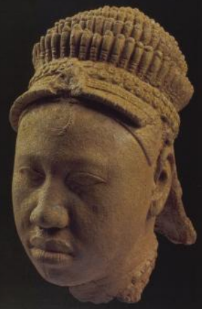 <ul><li><p>terracotta</p></li><li><p>heads are “portrait-like” (varied in appearance) but also idealized</p></li><li><p>features: neck rings, facial striations, symmetry, neutral emotion</p></li><li><p>Many heads found at Ife are complete works, probably meant for altars</p></li><li><p>This head was maybe part of a complete figure; the neck is broken</p></li><li><p>interest in naturalism and idealism</p><ul><li><p>different than what we have seen in a lot of cultures</p></li></ul></li><li><p>Historians have a hard time believing that both styles can exist at the same time. They represent two different thoughts:</p><ul><li><p>the outer head (ori ode): physical reality</p></li><li><p>the inner head (ori inu): a person’s true being</p></li></ul></li></ul><p></p>