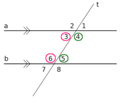 <p>Angles that are between the two parallel lines</p>