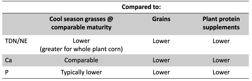 <p>Nutritional qualities of warm season grasses</p>