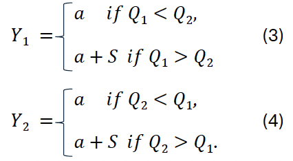<ul><li><p>Both workers get a base pay of a → but worker w/ best performance gets extra reward of S</p></li><li><p>If tie between 2 workers (Q1=Q2) → assume P flips coin to award prize</p></li><li><p>i.e. S is prize spread (between winning and losing prizes) in tournament</p></li></ul><p></p>