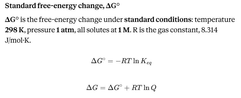 <p>Standard free-energy change, ΔG°</p>