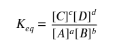 <p>the [ ] of products raised to their stoichiometric coefficients <strong>divided</strong> by the [ ] of reactants raised to their stoichiometric coefficients </p>