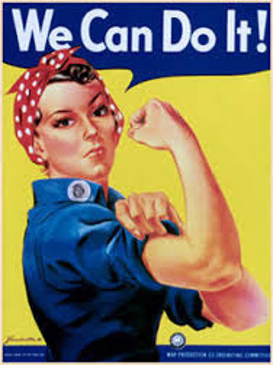 <p>Since men were away fighting in WWII and someone had to work in war industry jobs (making tanks, weapons, etc.), women left their positions in the home to work in the war industry and support WWII</p>