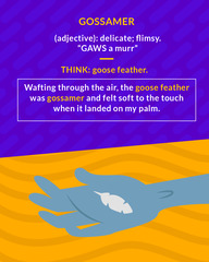 <p>(adj.) thin, light, delicate, insubstantial; (n.) a very thin, light cloth</p>