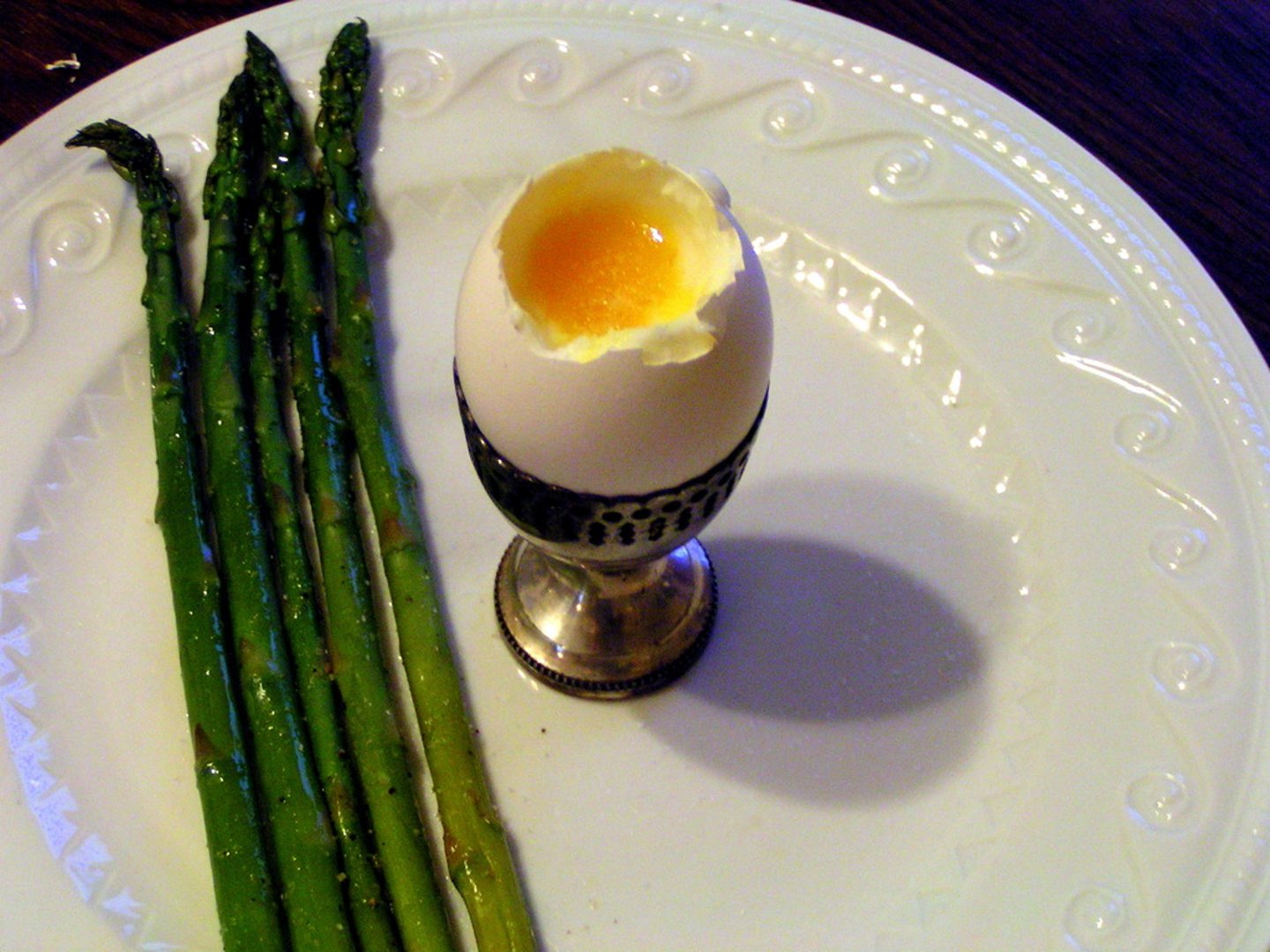 <p>half boiled egg</p>