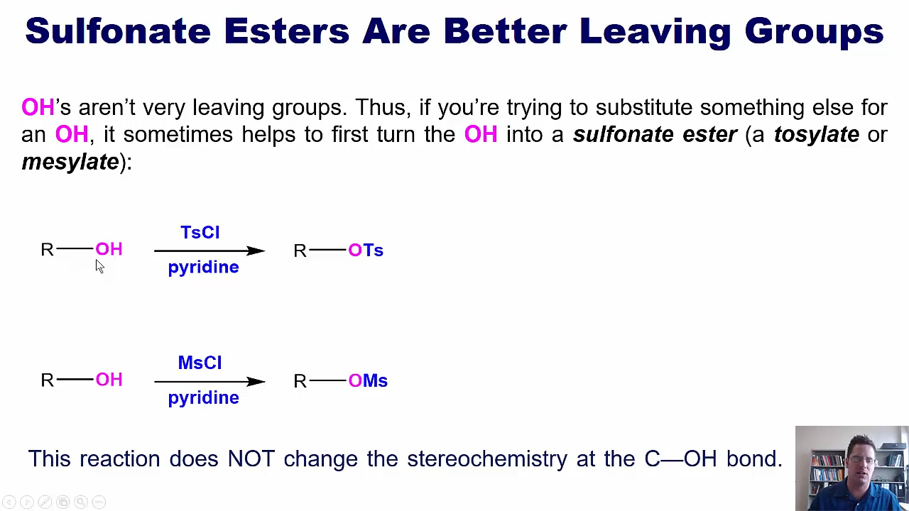 <p>Makes alcohol into a stronger leaving group </p>