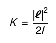 <p>KE directly related to the magnitude of angular momentum </p><p>for translational: K=|<strong>p</strong>|<sup>2</sup>/2m</p><ul><li><p>moment of inertia I=mr<sup>2</sup> plays the role that mass plays in translation </p></li></ul><p></p>