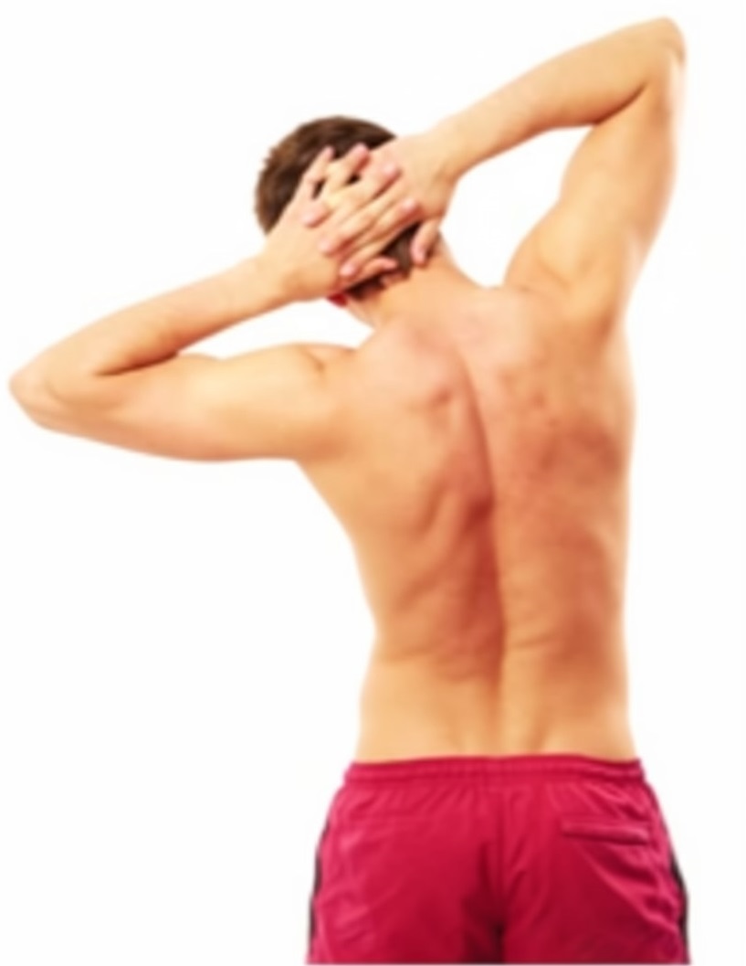 <p>Which way is this person's back leaning?</p>