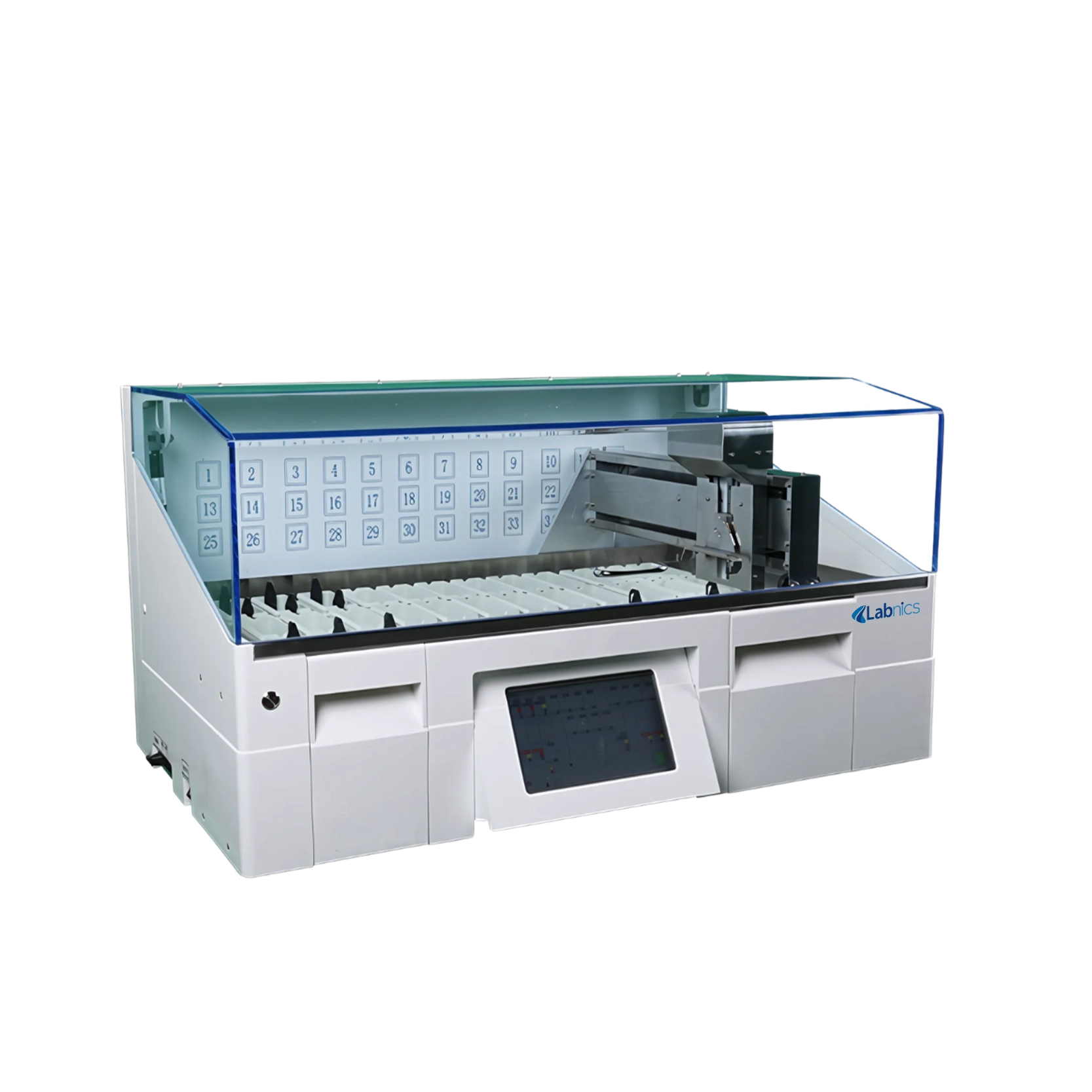 <p>A laboratory machine that automatically applies stains to microscope slides for consistent and efficient sample preparation.</p>