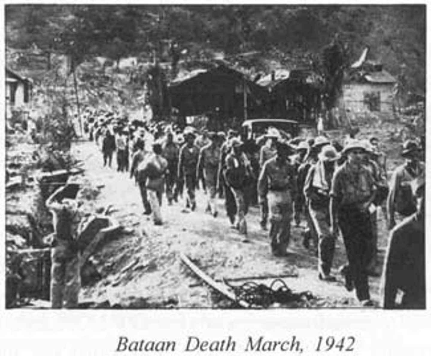 <p>Japanese forced about 60,000 of americans and philippines to march 100 miles with little food and water, most died or were killed on the way</p>