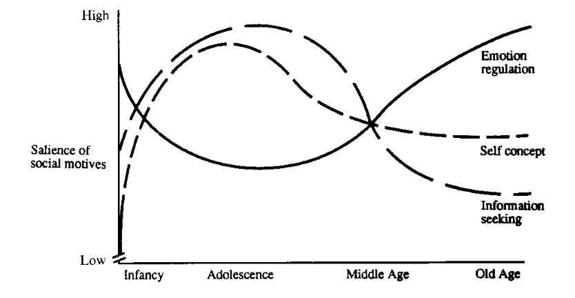 <p>Predicts older adults have fewer relationships which are based on different motives (i.e. emotion regulation).</p>