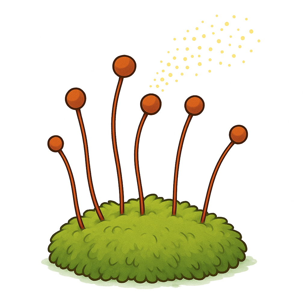 <p>The stage in a moss life cycle that produces spores in capsules.</p>