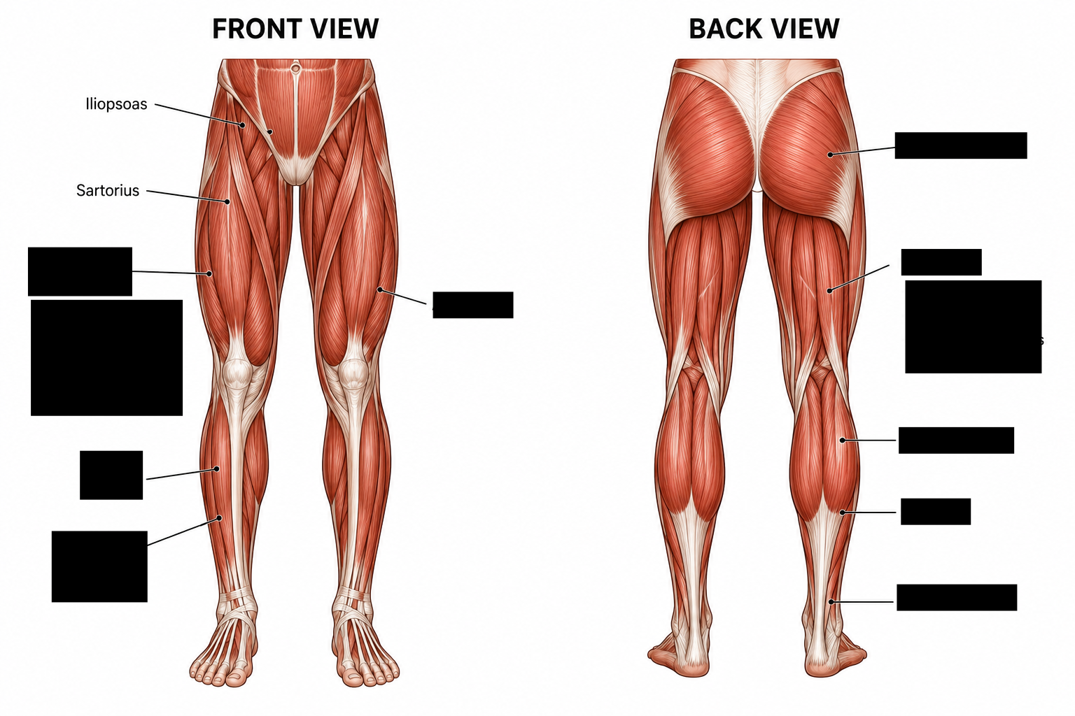 <p>Correctly label all parts of the Lower Body </p>
