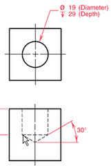 <p>A hole that does not go completely through the workpiece.</p>