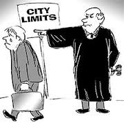 <p>1. send (someone) away from a country or place as an official punishment. </p><p>2. get rid of (something unwanted).</p>