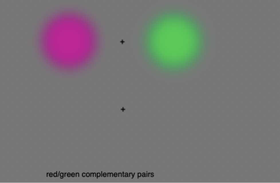 <p> </p><ul><li><p><span>See opposite, colours flip</span></p></li><li><p><span>Trichromatic theory alone cannot account for that afterimage.</span></p></li></ul><p></p>
