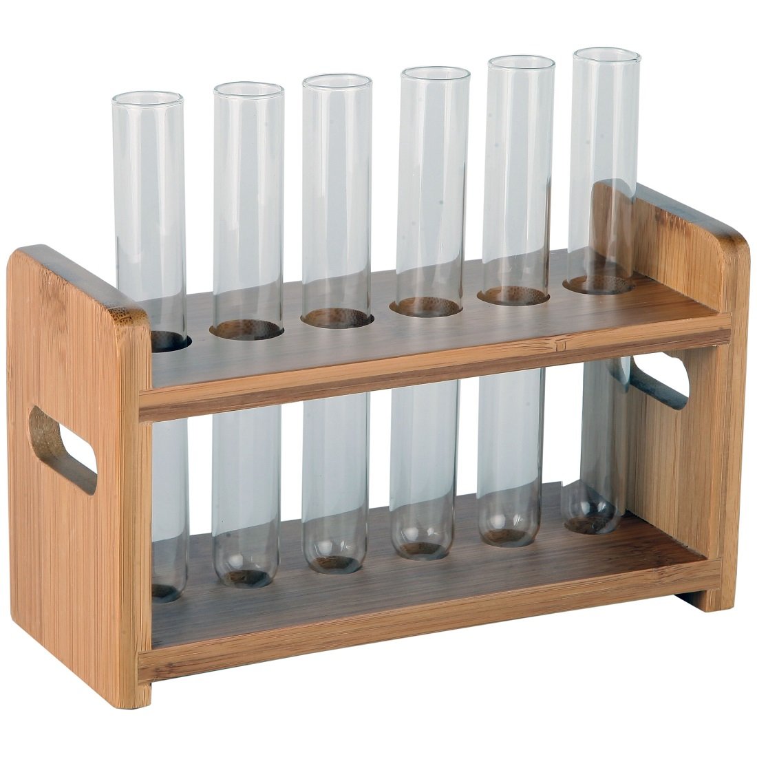 <p>A test tube is a cylindrical glass or plastic container used to hold, mix, or heat small amounts of liquids or solids, while a test tube rack is a stand that holds multiple test tubes securely in an upright position. </p>