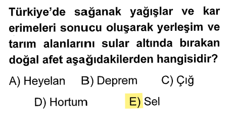 <p>Su baskını eşittir Sel. Kar erimesi ve sağanak yağış bu afetin ana kaynağıdır.</p>