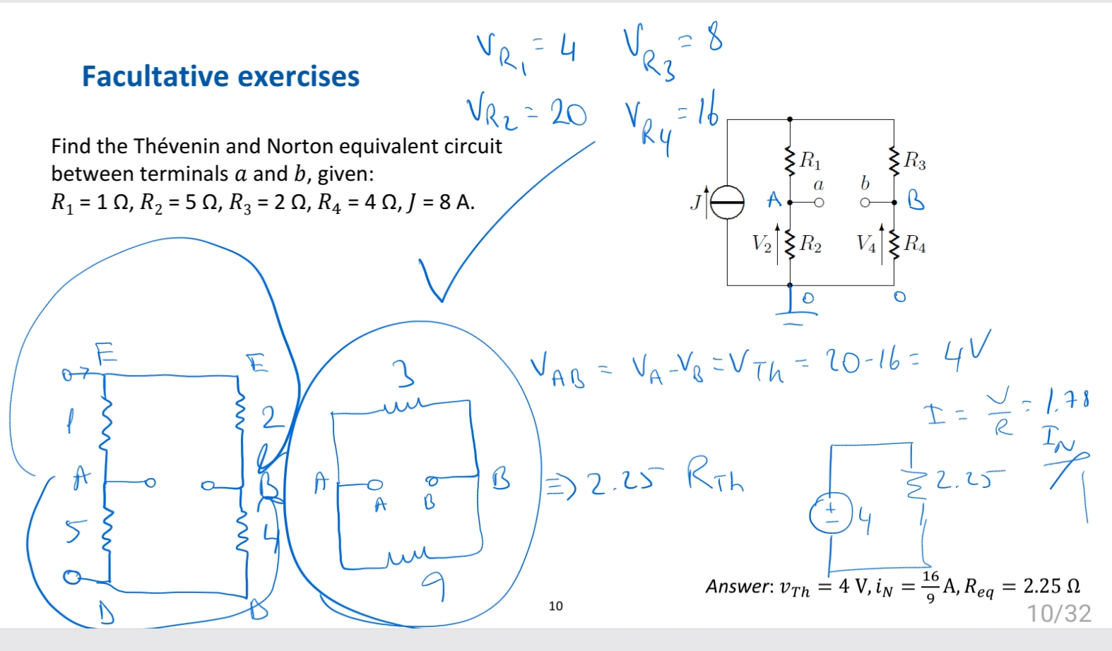 <p>After turning off the source, look the possible paths BETWEEN A-B only. </p>
