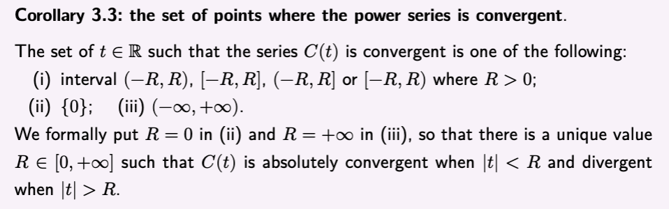 <p>The set of points where the power series is convergent.</p>