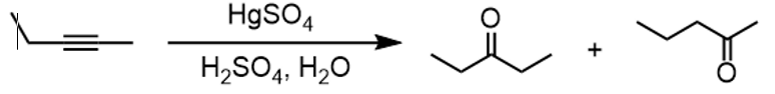 <p>2 products: Ketones added to each alkyne carbon</p>