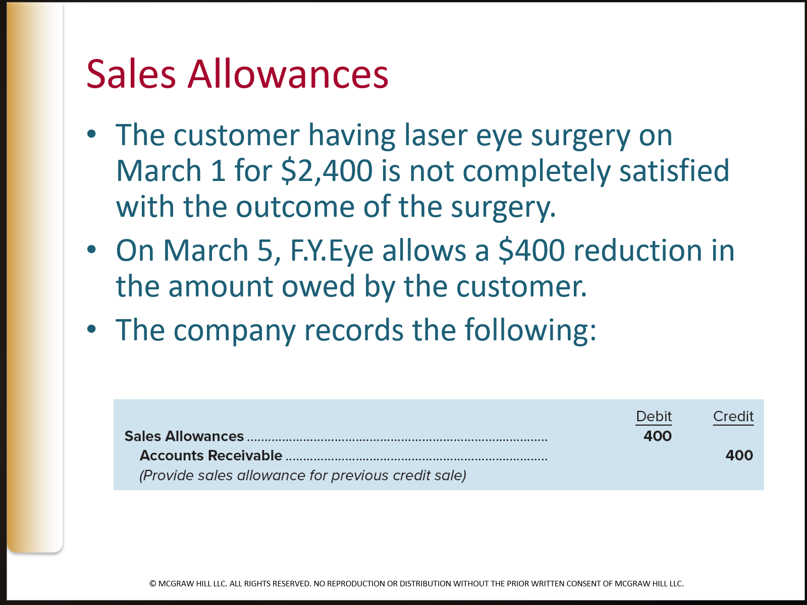 <p>A reduction granted to a customer who <em>keeps</em> defective, damaged, or incorrect merchandise rather than returning it. The seller essentially says "keep it, but we'll knock something off the price." It's a price concession after the sale, not tied to payment timing.</p>