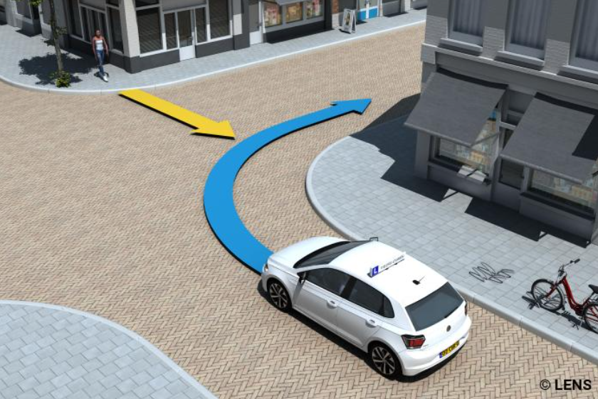 <p>Should you give right of way to the pedestrian?</p>