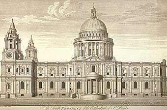 <ul><li><p>English Baroque period</p></li><li><p>Rebuilt St. Paul’s Cathedral (Sir Christopher Wren)</p><ul><li><p>less Catholic and more reformed (Calvinists - Anglican)</p></li><li><p>Corinthian columns on both levels, unique pediment, no onion dome</p></li></ul></li></ul><p></p>
