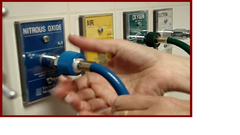 <p>Central gas supply that transports carrier gases (O2, nitrous oxide, or air) from 1 part of the hospital to the anesthesia machine</p><p>*Different adaptors & colored hoses prevent giving the patient the wrong gas</p>