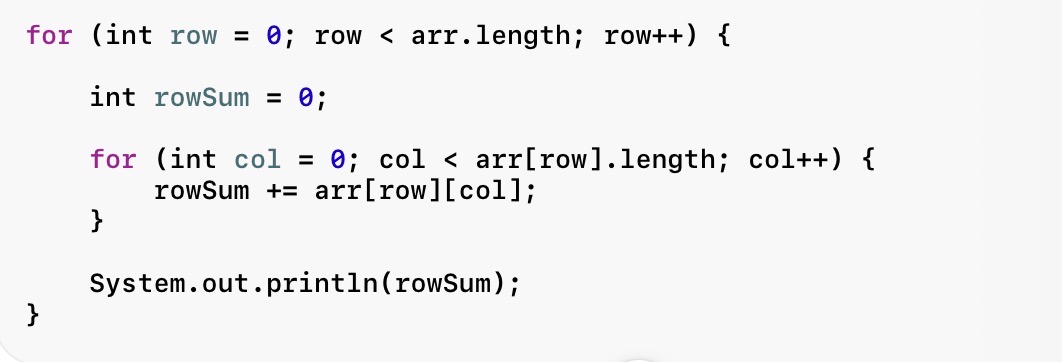 <p><span>Purpose: Process one whole row at a time.</span></p><p><span>Use when:</span></p><ul><li><p><span>Finding row sums</span></p></li><li><p><span>Finding averages per row</span></p></li><li><p><span>Comparing rows</span></p></li></ul><p></p>