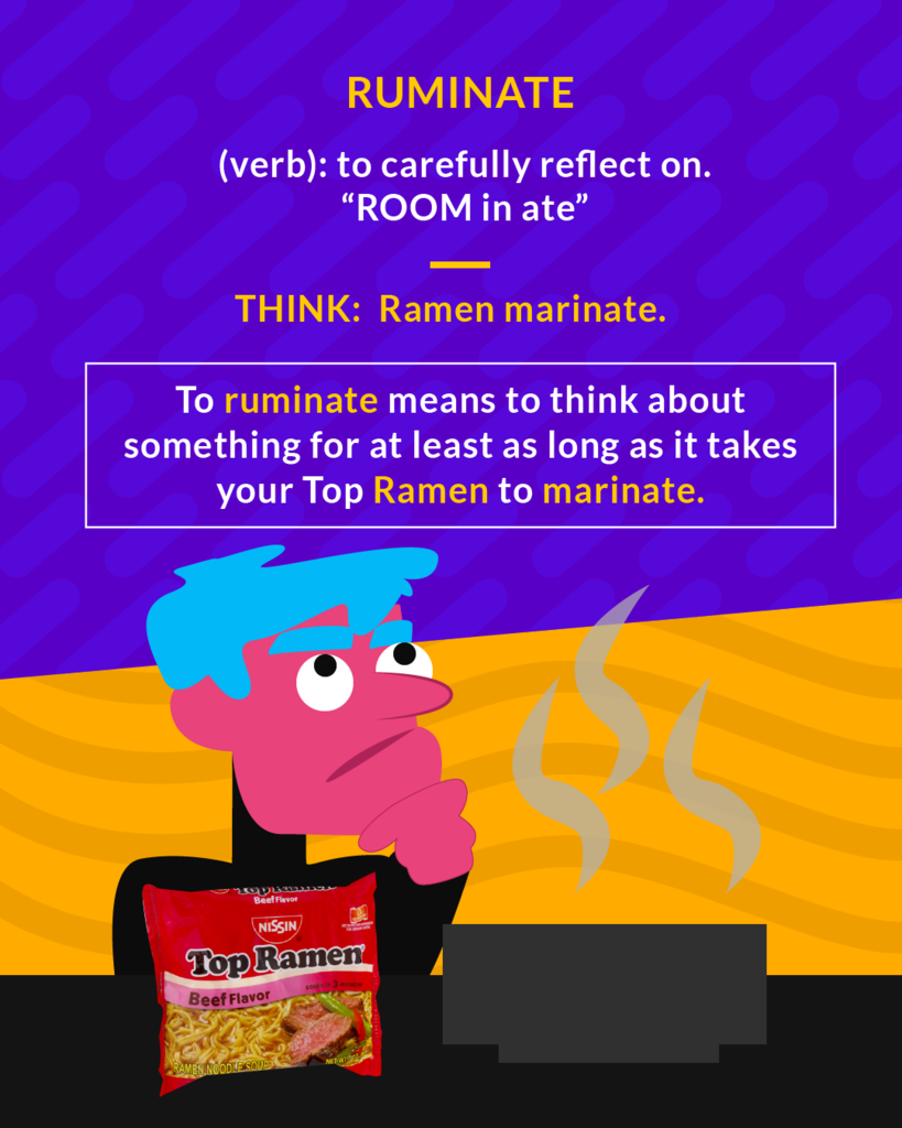 <p>to meditate, think about at length</p><p>(verb) to think about at length</p>
