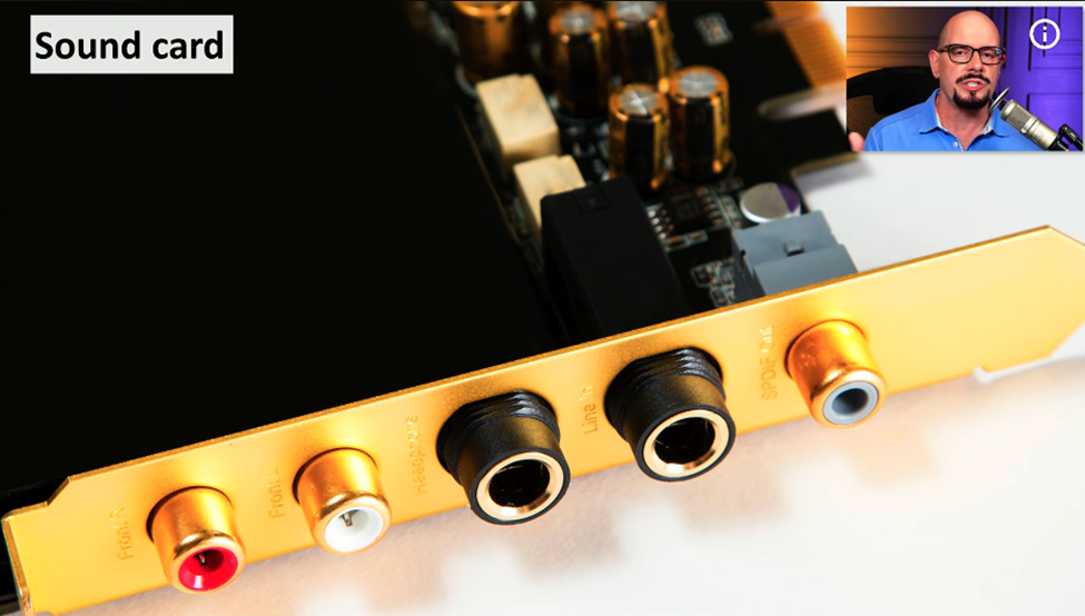 <ul><li><p>Audio out, headphone, line-in, digital audio</p></li><li><p>Used for recording, podcasting, music production</p></li></ul><p></p>