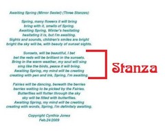 <p>a group of lines in a poem, like a paragraph</p>