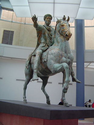 <p>The Background of</p><p><em>Equestrian Statue of Marcus Aurelius, </em>Capitoline Hill, Rome</p><p>65, bronze</p>