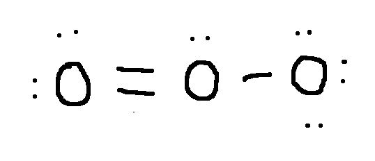 <p>Calculate the formal charge on each second-row atom.</p><p>Write answer in this format:<br><strong>left O: <em>answer</em><br>central O: <em>answer</em><br>right O: <em>answer</em></strong></p>