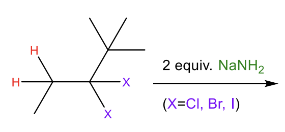 <p>Germinal dichloride (both halogens on same carbon)</p>