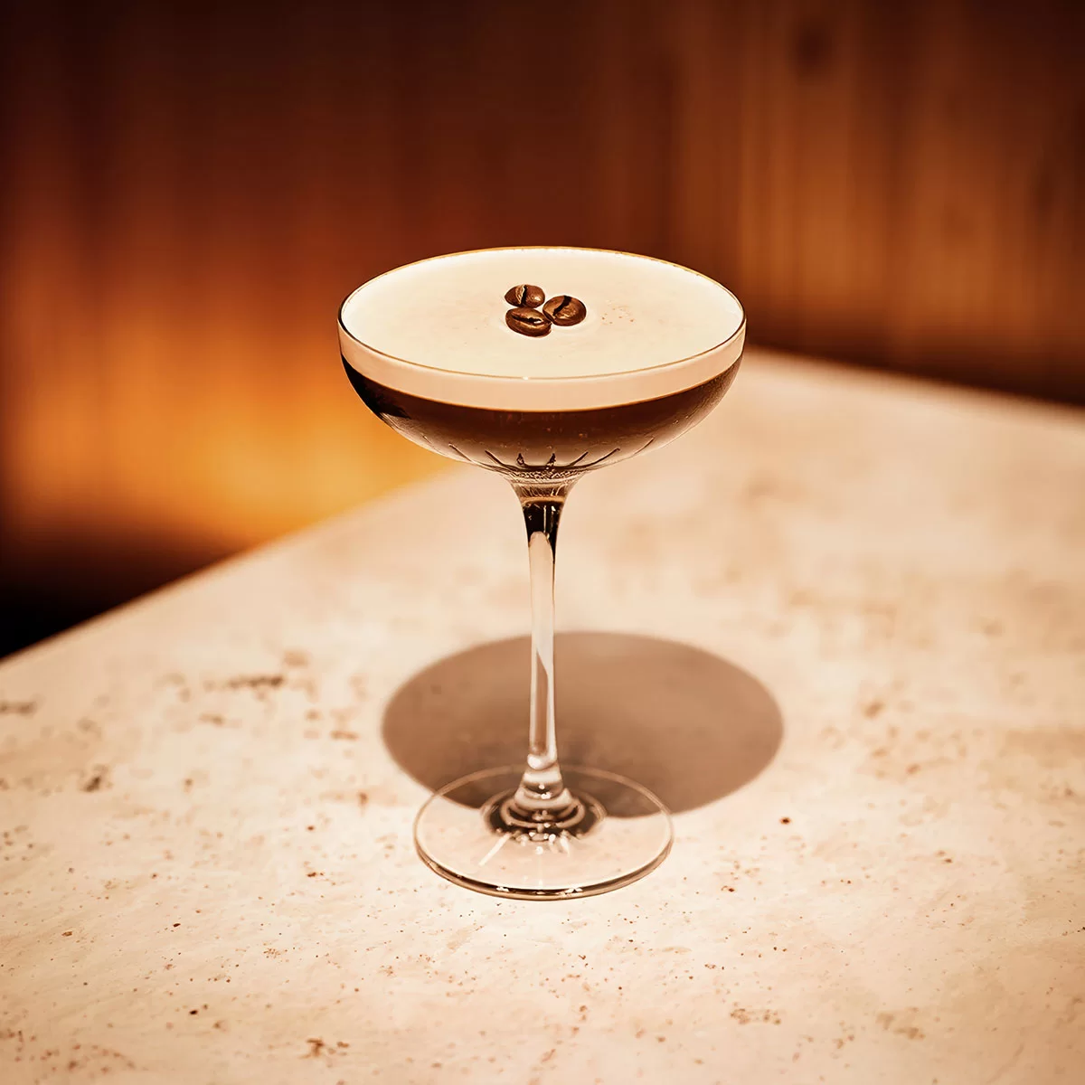<p>2 oz vodka</p><p>½ oz coffee liquor</p><p>½ simple syrup</p><p>2 oz espresso</p><p>shake</p><p>3 coffee beans</p><p></p><p>round martini glass</p>