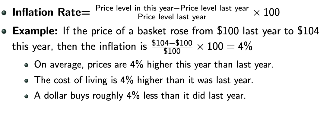 <p>the annual percentage increase in the average price level</p>