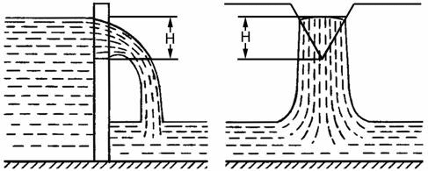 <p>Q = 2.635 × H^2.5, where H is the height of the fluid.</p>