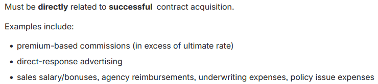 <p>“capitalized to DAC”</p>