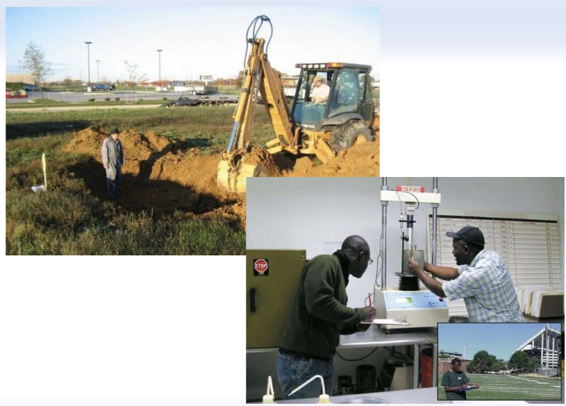 <ul><li><p>Study the properties of soils and rocks</p></li><li><p>Evaluate site conditions before construction</p></li><li><p>Design foundations, slopes, retaining walls, embankments, and tunnels</p></li><li><p>Assess natural hazards such as landslides, soil liquefaction, and ground settlement</p></li></ul><p></p>