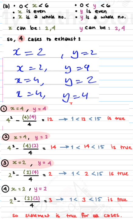 <p>exhaustion means that you check all possibilities<br><br>for these usually you just input values and show true or not true (simple but exhausting lol)</p>